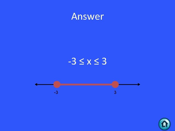 Answer -3 ≤ x ≤ 3 -3 3 