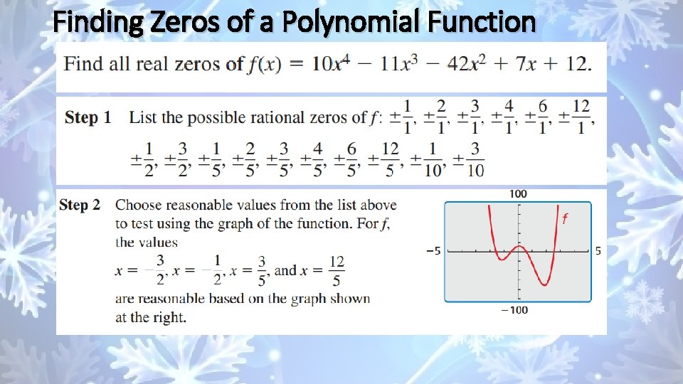 Finding Zeros of a Polynomial Function 