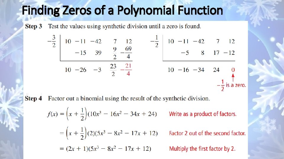 Finding Zeros of a Polynomial Function 