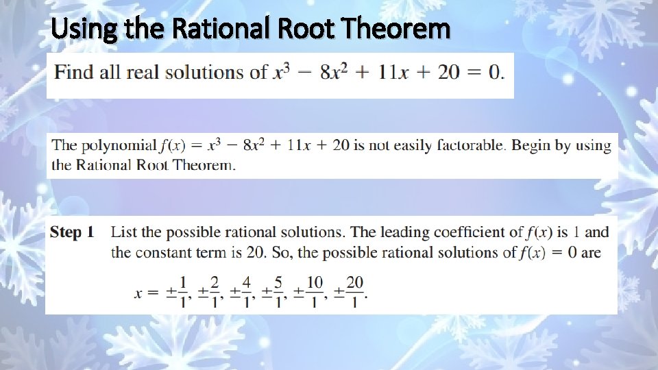 Using the Rational Root Theorem 