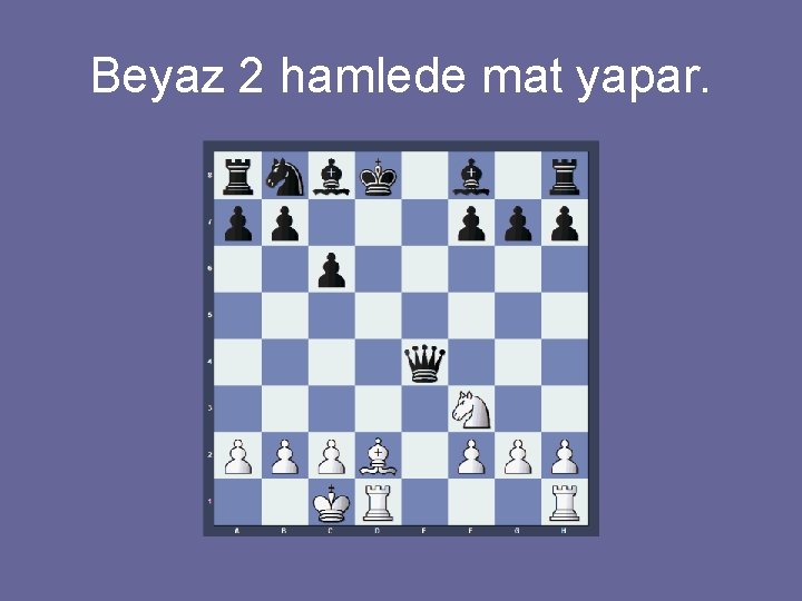 Beyaz 2 hamlede mat yapar. 