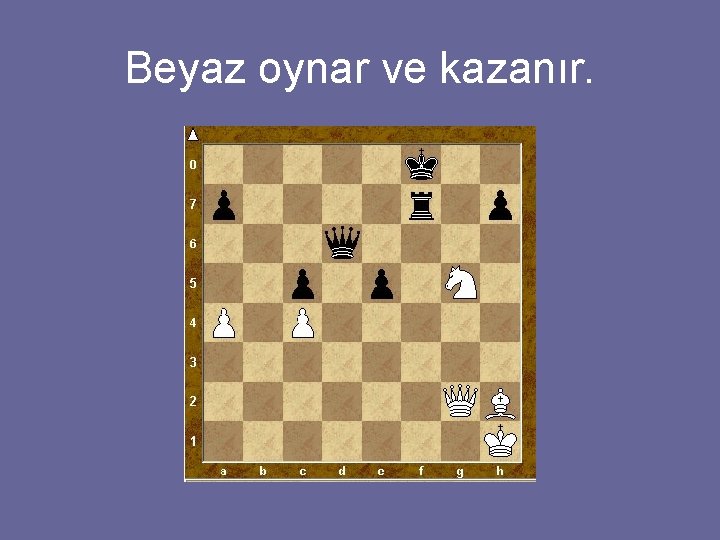 Beyaz oynar ve kazanır. 