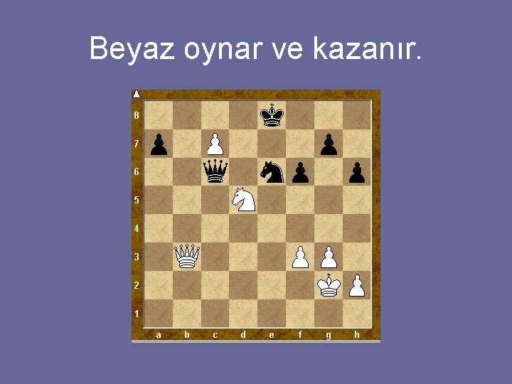 Beyaz oynar ve kazanır. 