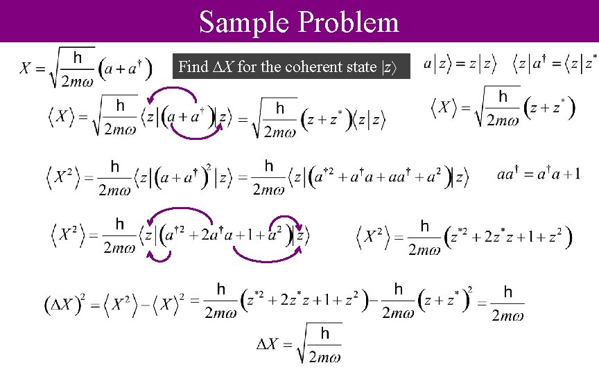 Sample Problem Find X for the coherent state |z 