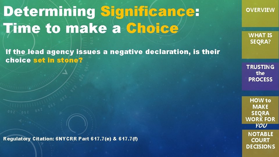 Determining Significance: Time to make a Choice If the lead agency issues a negative