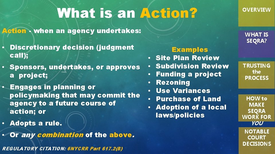 What is an Action? Action - when an agency undertakes: • Discretionary decision (judgment