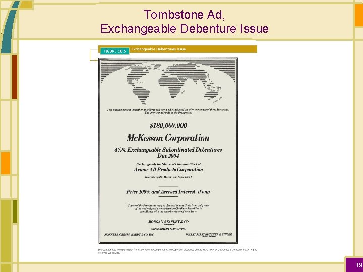 Tombstone Ad, Exchangeable Debenture Issue 19 