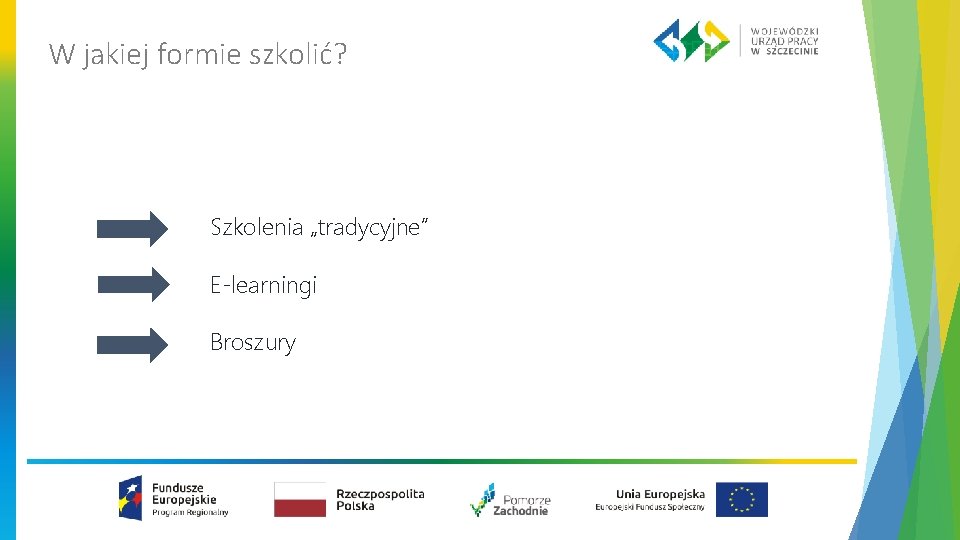 W jakiej formie szkolić? Szkolenia „tradycyjne” E-learningi Broszury 