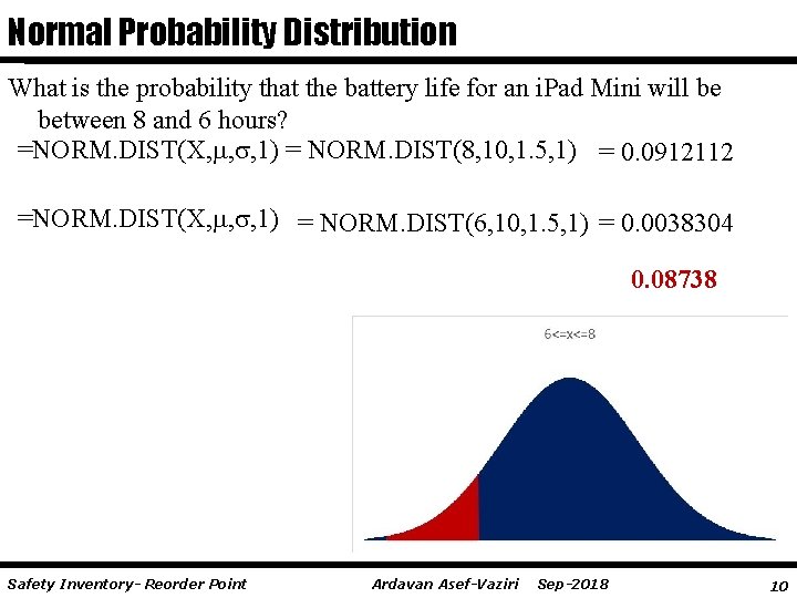 Normal Probability Distribution What is the probability that the battery life for an i.
