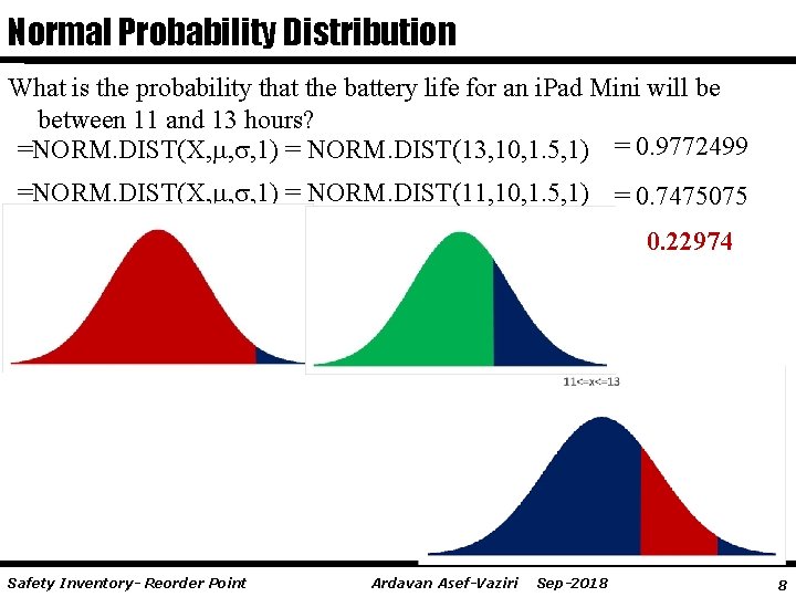 Normal Probability Distribution What is the probability that the battery life for an i.
