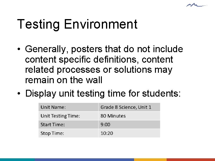 Testing Environment • Generally, posters that do not include content specific definitions, content related