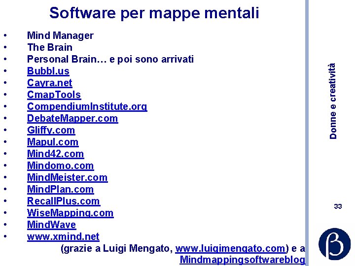  • • • • • Mind Manager The Brain Personal Brain… e poi