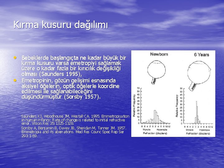 Kırma kusuru dağılımı • Bebeklerde başlangıçta ne kadar büyük bir • kırma kusuru varsa