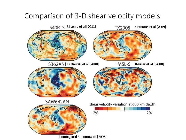 Comparison of 3 -D shear velocity models Ritsema et al [2011] Simmons et al