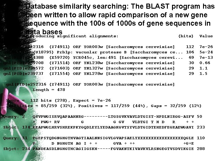 Database similarity searching: The BLAST program has been written to allow rapid comparison of