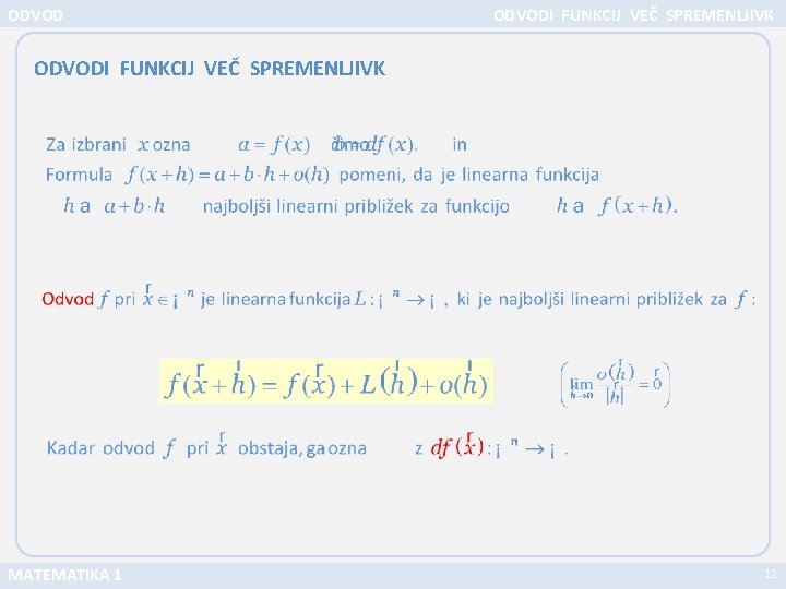 ODVODI FUNKCIJ VEČ SPREMENLJIVK MATEMATIKA 1 11 