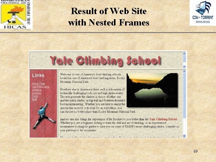 Result of Web Site with Nested Frames XP 69 