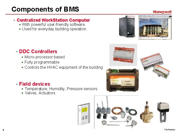 Components of BMS - Centralized Work. Station Computer w With powerful user-friendly software. w