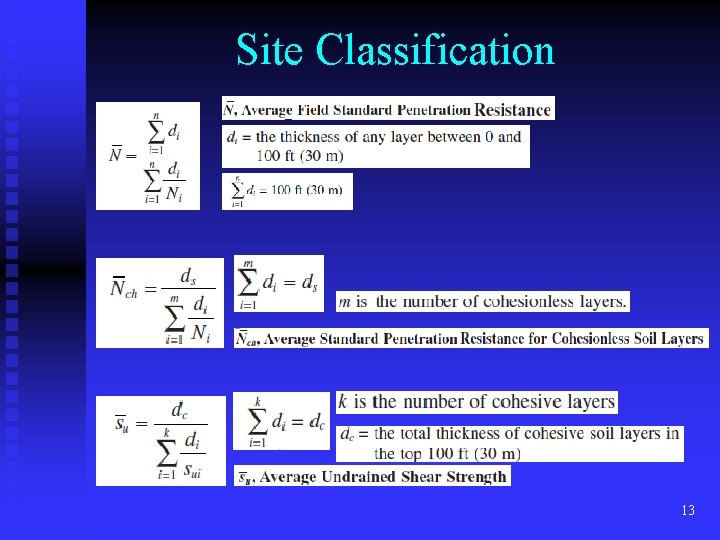 Site Classification 13 