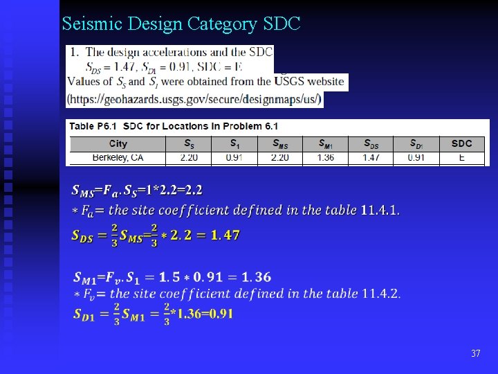 Seismic Design Category SDC 37 