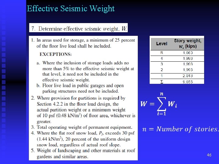 Effective Seismic Weight 46 