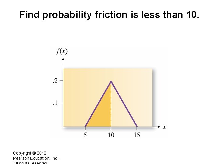 Find probability friction is less than 10. Copyright © 2013 Pearson Education, Inc. .