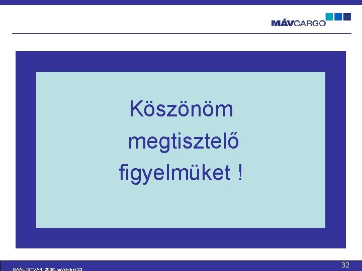 Köszönöm megtisztelő figyelmüket ! GAÁL ISTVÁN, 2006. november 23 32 