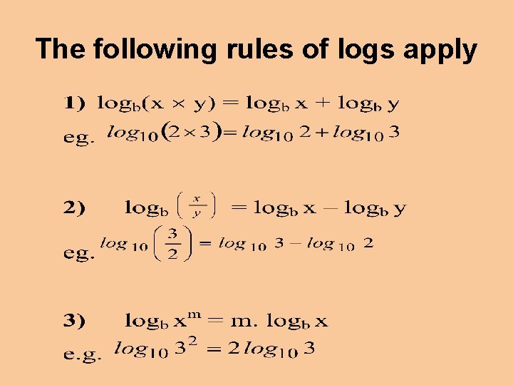 The following rules of logs apply 