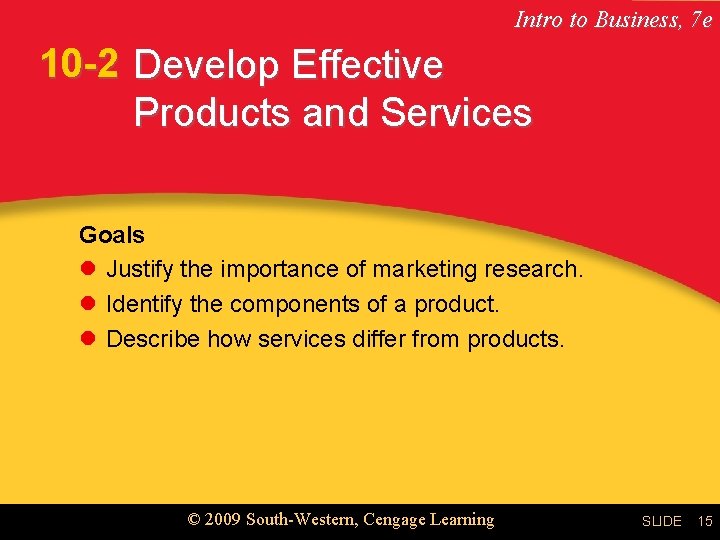Intro to Business, 7 e 10 -2 Develop Effective Products and Services Goals l