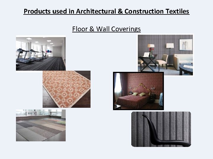 Products used in Architectural & Construction Textiles Floor & Wall Coverings 