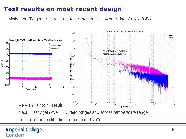 Test results on most recent design Motivation: To get reduced drift and science mode