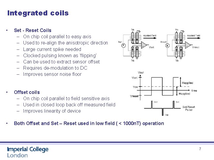 Integrated coils • Set - Reset Coils – On chip coil parallel to easy