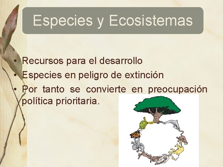Especies y Ecosistemas • Recursos para el desarrollo • Especies en peligro de extinción