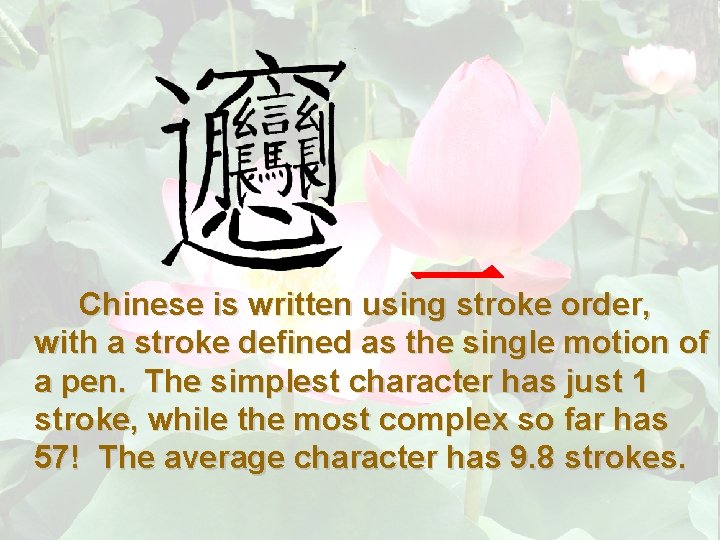 一 Chinese is written using stroke order, with a stroke defined as the single