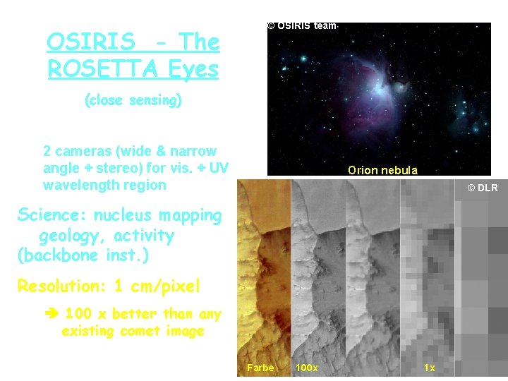 OSIRIS - The ROSETTA Eyes © OSIRIS team (close sensing) 2 cameras (wide &