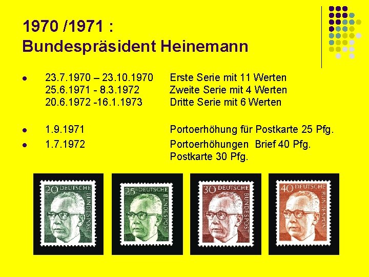 1970 /1971 : Bundespräsident Heinemann l 23. 7. 1970 – 23. 10. 1970 25.