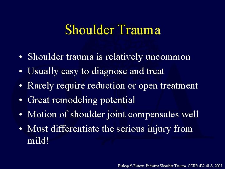 Shoulder Trauma • • • Shoulder trauma is relatively uncommon Usually easy to diagnose