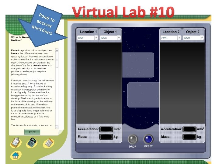 Rea d ans to que wer stio ns Virtual Lab #10 