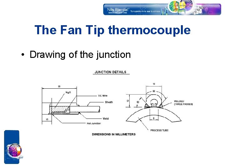 The Fan Tip thermocouple • Drawing of the junction 