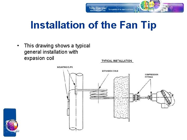 Installation of the Fan Tip • This drawing shows a typical general installation with