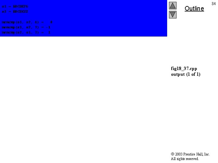 s 1 = ABCDEFG s 2 = ABCDXYZ Outline memcmp(s 1, s 2, 4)