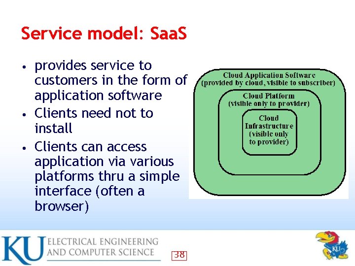 Service model: Saa. S provides service to customers in the form of application software Service model: Saa. S provides service to customers in the form of application software