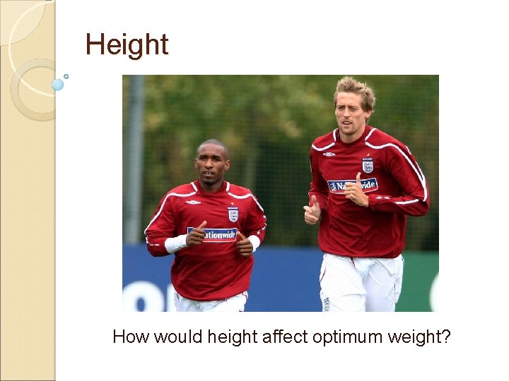 Height How would height affect optimum weight? 