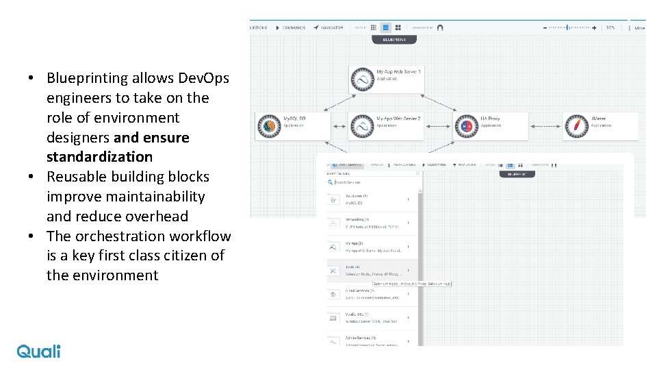  • Blueprinting allows Dev. Ops engineers to take on the role of environment