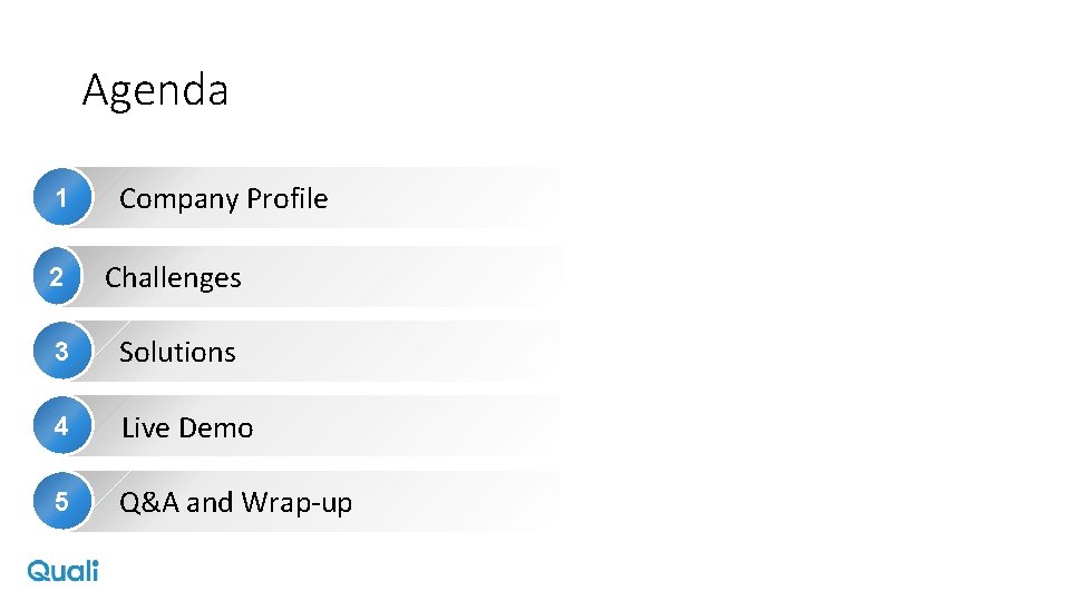 Agenda 1 Company Profile 2 Challenges 3 Solutions 4 Live Demo 5 Q&A and
