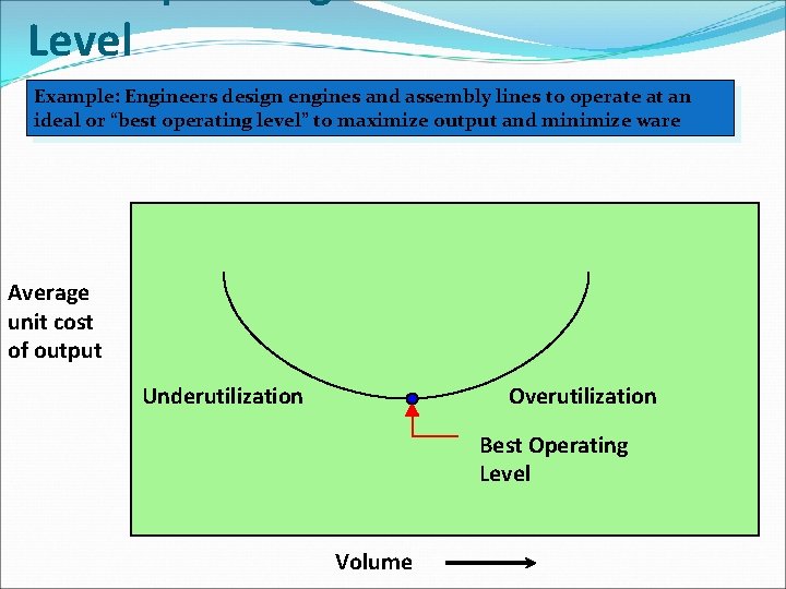 Level Example: Engineers design engines and assembly lines to operate at an ideal or