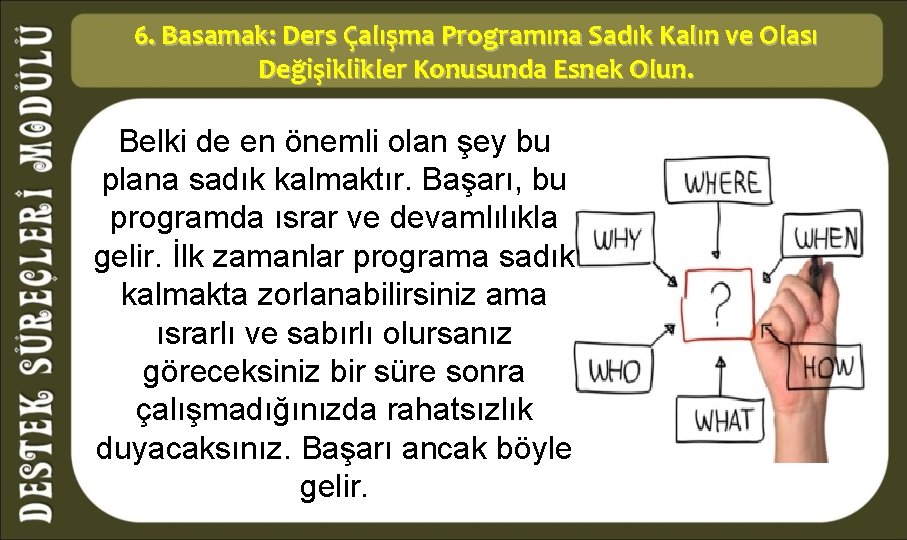 6. Basamak: Ders Çalışma Programına Sadık Kalın ve Olası Değişiklikler Konusunda Esnek Olun. Belki