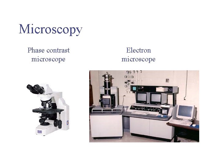 Microscopy Phase contrast microscope Electron microscope 