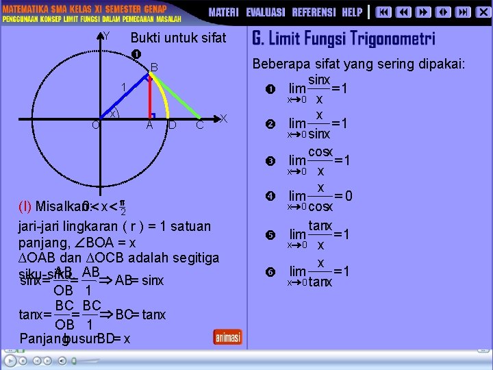 Bukti untuk sifat Y B 1 O x A D C X (I) Misalkan: