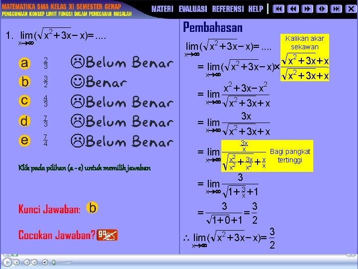 1. lim ( x 2 + 3 x - x) =. . x® ¥